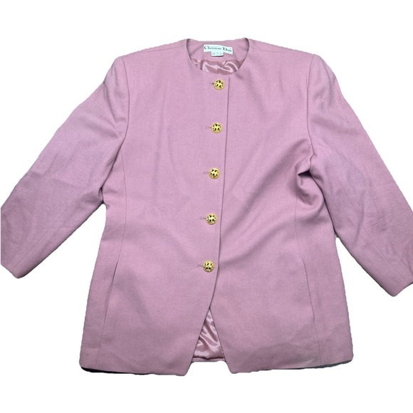 Vintage‎ Christian Dior 100% Wool Women's Sz 16 Gold Button Tailored Blazer - Picture 2 of 14